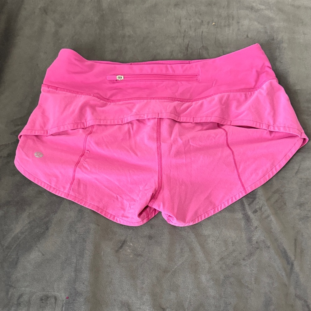 Sonic pink speed up Lululemon shorts